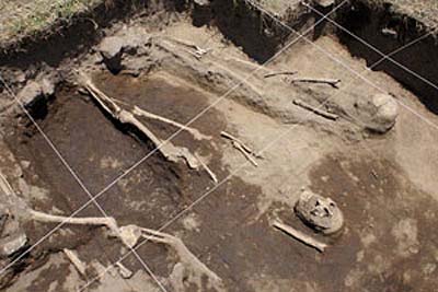 Restos del periodo poscl�sico tard�o encontrados en Apan, Hidalgo. Foto: Notimex