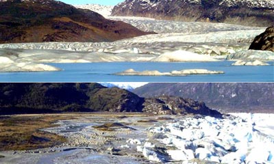 El antes y el despu�s del lago del Parque Nacionales Los Huemules