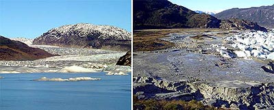 Otra vista del lago Tempanos antes y despues aunque ambas tomas no est�n en el mismo �ngulo
