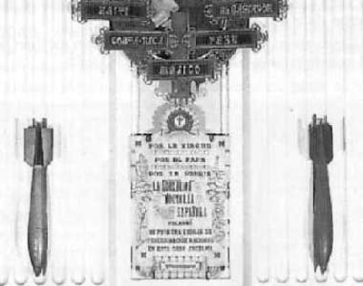 Detalle de las bombas sin estallar en la Bas�lica de Nuestra Se�ora del Pilar en Zaragoza lanzadas por los izquierdistas durante la guerra civil espa�ola