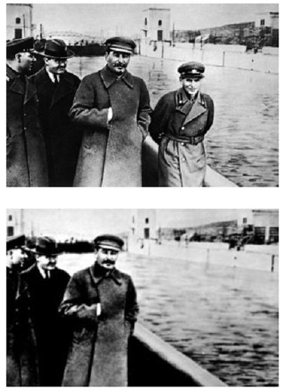 Foto alterada químicamente: Stalin con y sin Yezhov