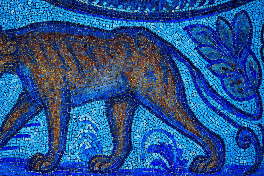 Leopardo en un mosaico romano. Imagen: Wikipedia