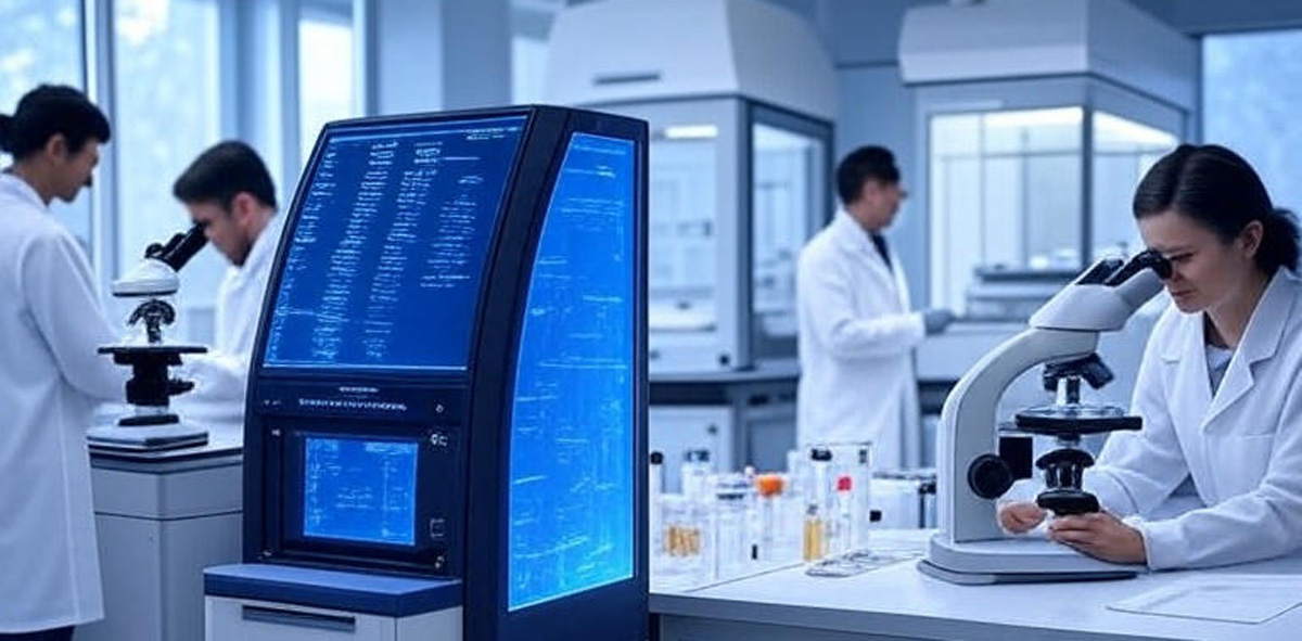 Análisis ADN en laboratorio. Imagen: IA / prompt: Danny Ayala Hinojosa