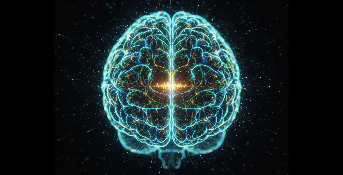 El cerebro humano brilla. Imagen: IA