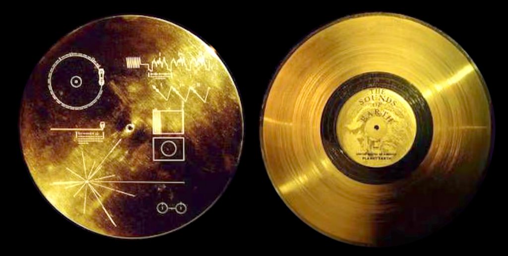 El Voyager Golden Record. Disco enviado en la sonda Voyager en 1977. Foto: Wikipedia