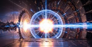 Explosión de materia y antimateria. Imagen: IA / prompt: Danny Ayala Hinojosa