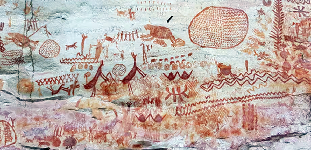 Mural en La Lindosa. Foto: Iriarte et al., Royal Society B 2022