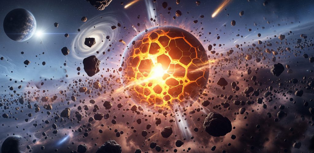 protoplanetas en formación. Imagen: IA / prompt: Danny Ayala Hinojosa
