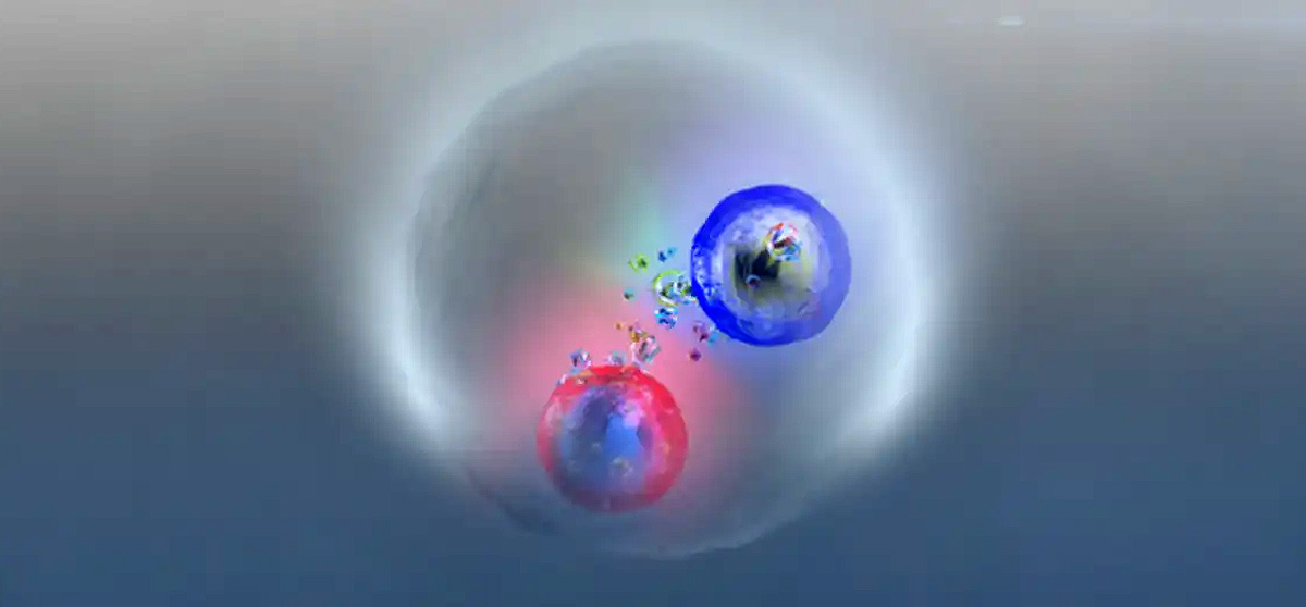Ilustración de la fugaz unión entre quark top y antitop que produce el toponium. Ilustración: CERN