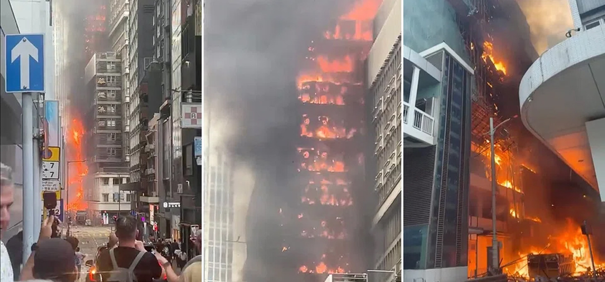 Incendio en el Chinachem Tower. Foto: Agencias