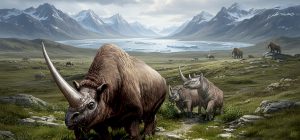 Elasmotherium sibiricum. Ilustración: Beth Zaiken. Edición: AI / Danny Ayala Hinojosa