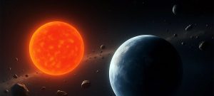 Representación del planeta-GJ-251-c. Imagen: IA / prompt: Danny Ayala Hinojosa