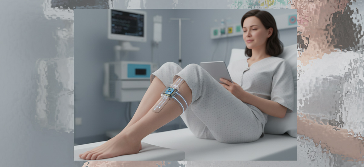 Probable evolución de un dispositivo NMES. Imagen: IA / prompt: Danny Ayala Hinojosa