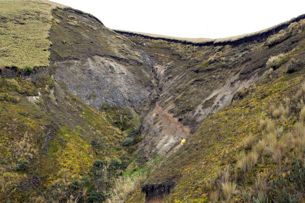 Domo del volcán Río Valle y sus ignimbritas. Foto: Mothes, P. A., & Hall, M. L.