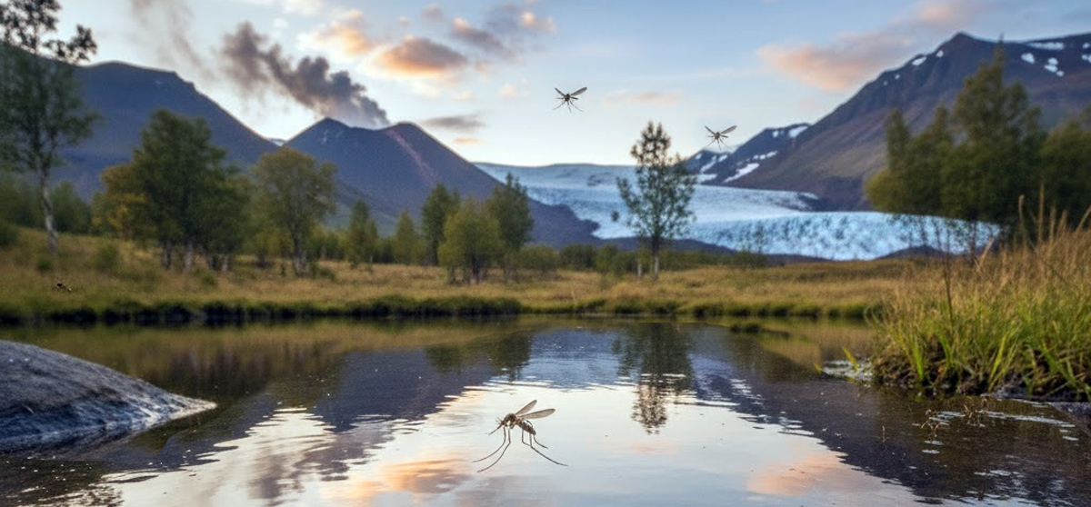 Mosquitos aparecen en Islandia. Imagen: AI / prompt: Danny Ayala Hinojosa