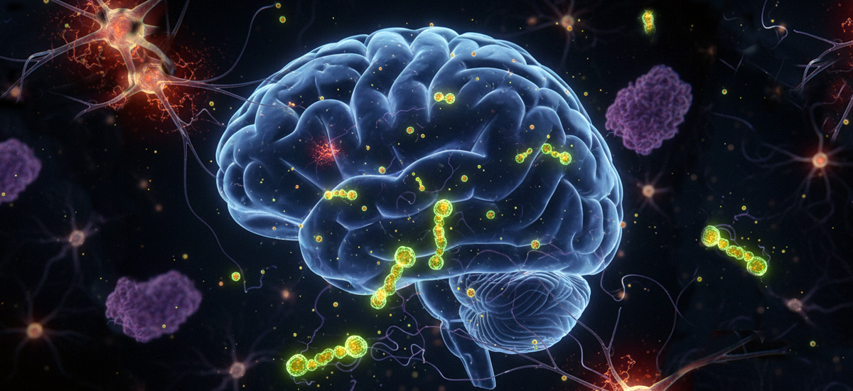 Olígomeros alfa sinucleina. Imagen: IA / prompt: Danny Ayala Hinojosa