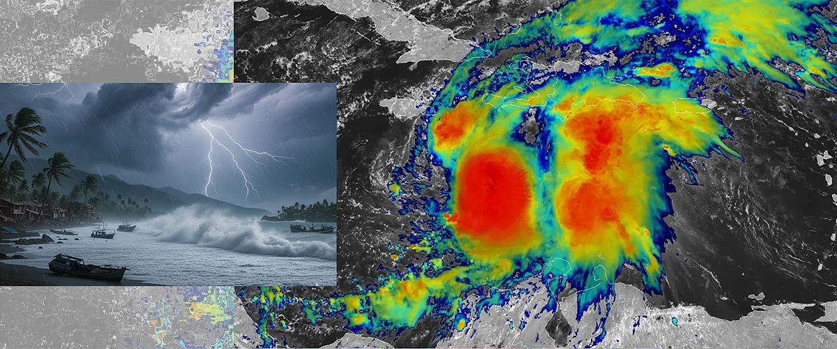 Tormenta Melissa. Imagen: NOAA. Edición: IA / Danny Ayala Hinojosa
