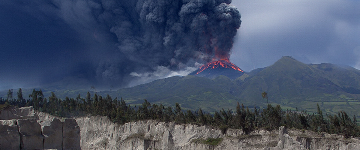 Posible escenario futuro de erupción del volcán Chachimbiro. Imagen: IA / prompt y eición: Danny Ayala Hinojosa