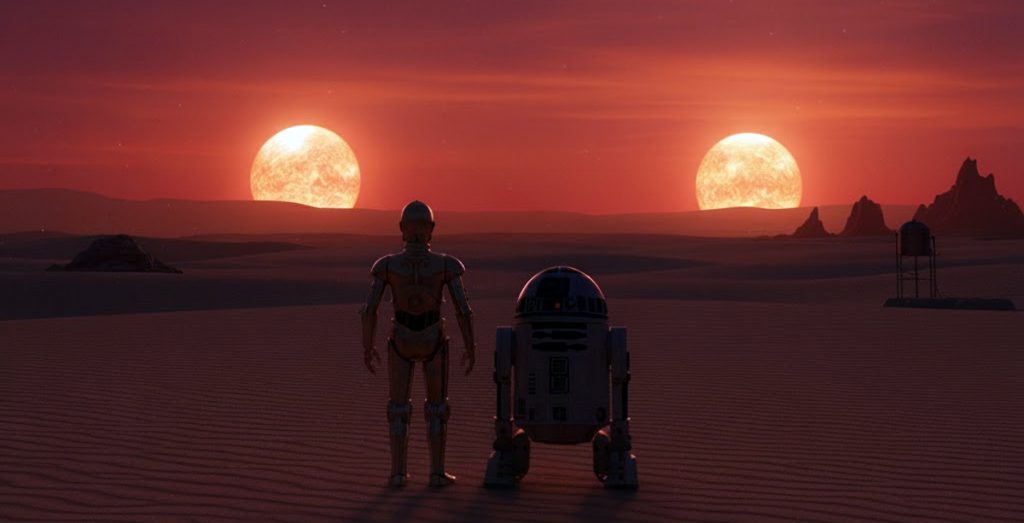 La realidad alcanza la ficción, planetas sí pueden orbitar sistemas binarios. Imagen: IA / Danny Ayala Hinojosa 