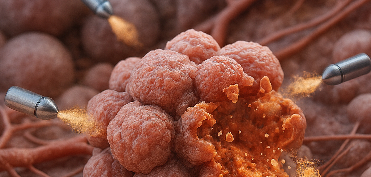 Nanomotores liberando fármacos sobre células cancerígenas