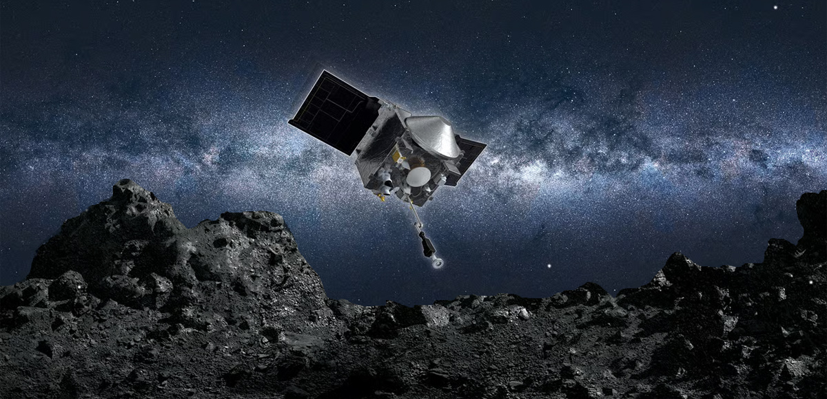 Sonda OSIRIS-REx de la NASA sobre el Asteroide Bennu. Imagen: NASA/Goddard/University of Arizona