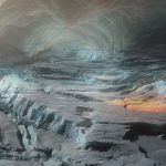 Probable aspecto del interior helado de Titán. Imagen: IA / prompt: Danny Ayala Hinojosa.