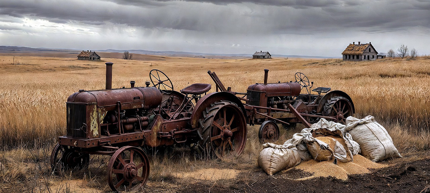 La URSS produjo miles de tractores pero las cosechas fueron malas debido a mala asignación de recursos, había tractores pero no combustible ni partes o transportes.