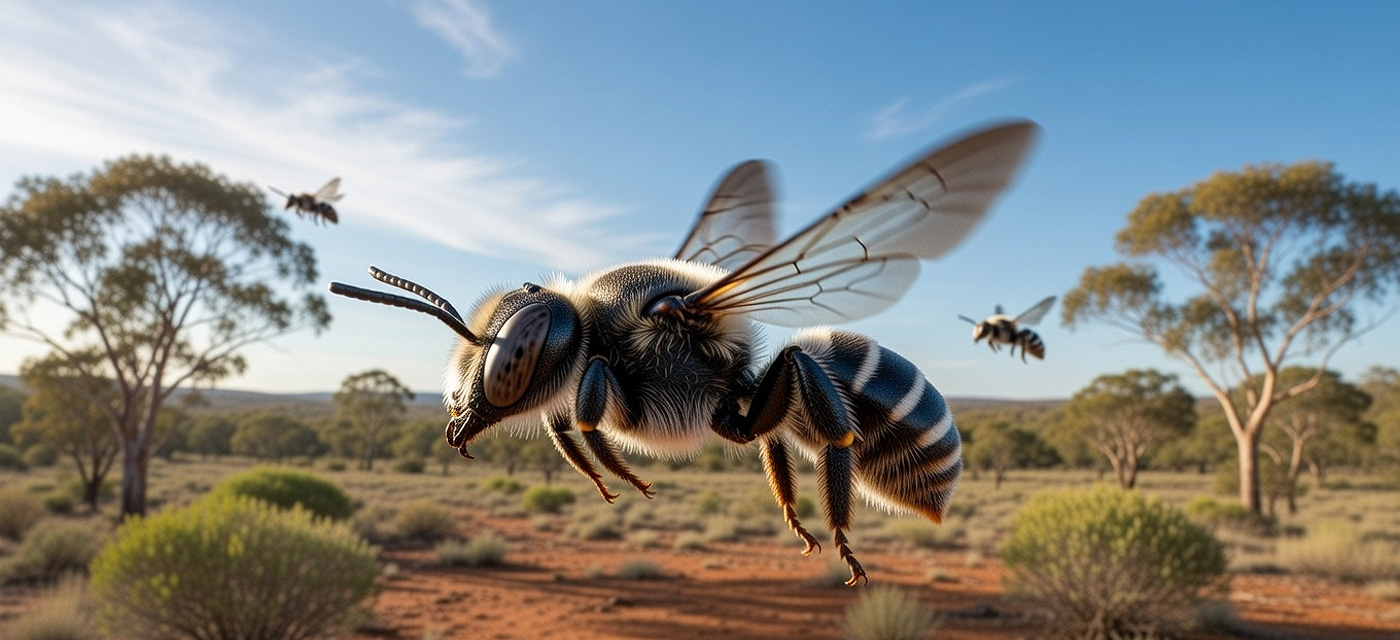 Abeja Megachile lucifer. Imagen: IA / Prompt: Danny Ayala Hinojosa