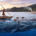 Cacería de ballenas en Brasil. Imagen: IA / Prompt: Danny Ayala Hinojosa