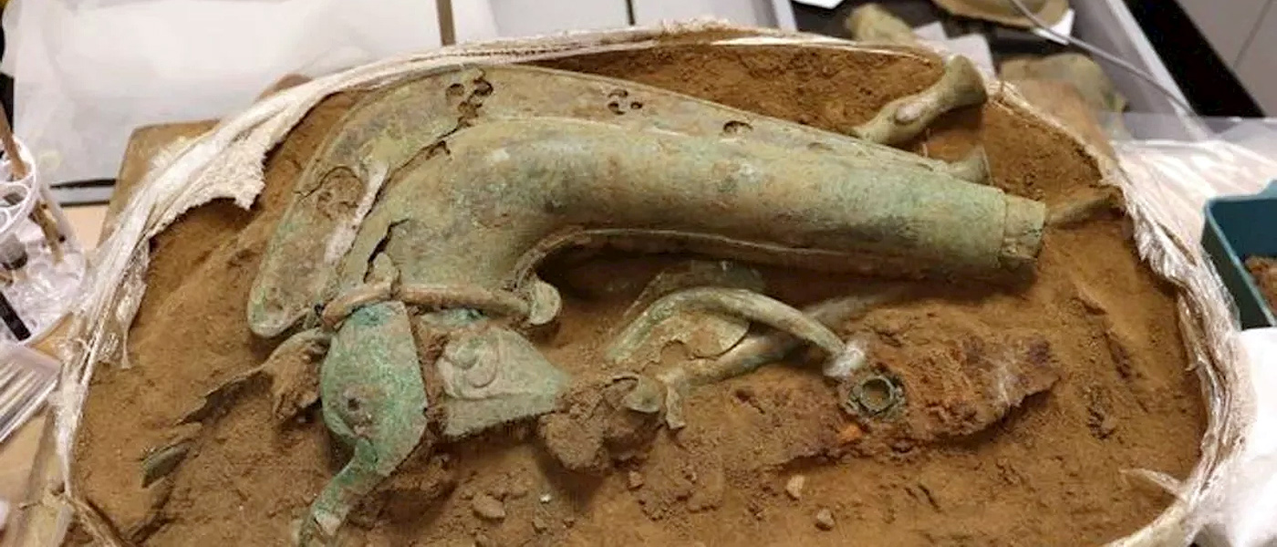 Carnyx hallado en Norfolk. Imagen: Norfolk Museums Service