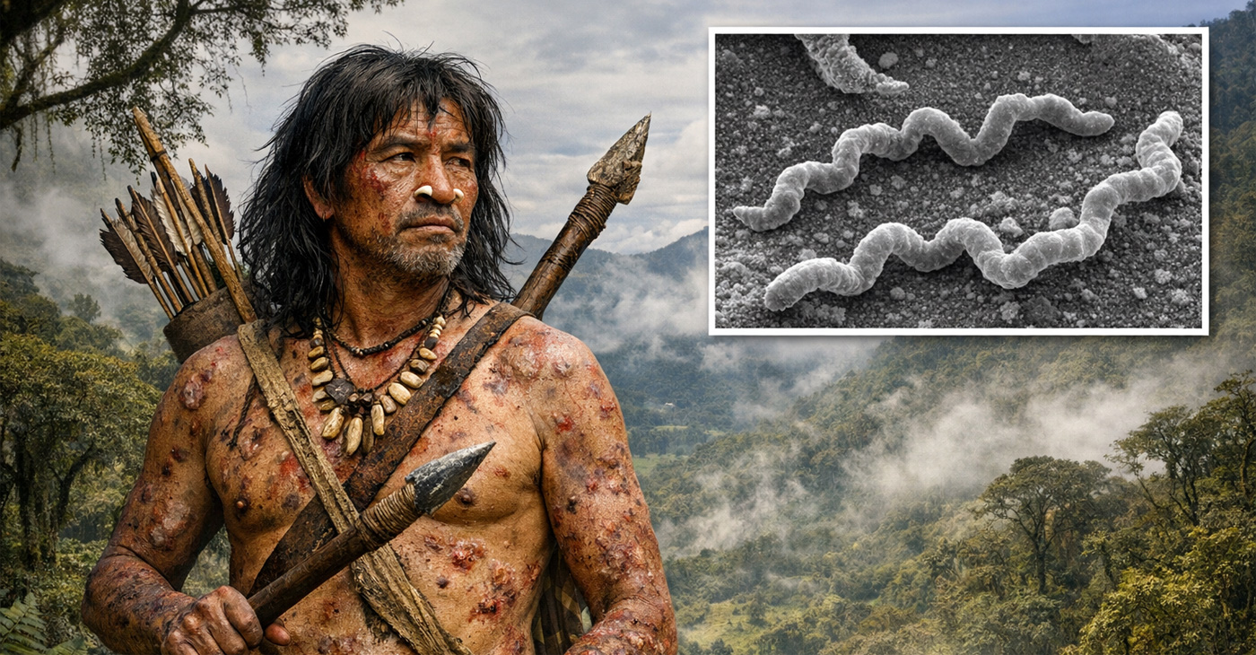 Paleoindio de la sabana de Bogotá con evidencia de sífilis. Imagen: IA / prompt: Danny Ayala Hinojosa