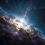 Representación artística de la supernova GRB 250314A en el universo temprano. Imagen: IA / Prompt: Danny Ayala Hinojosa